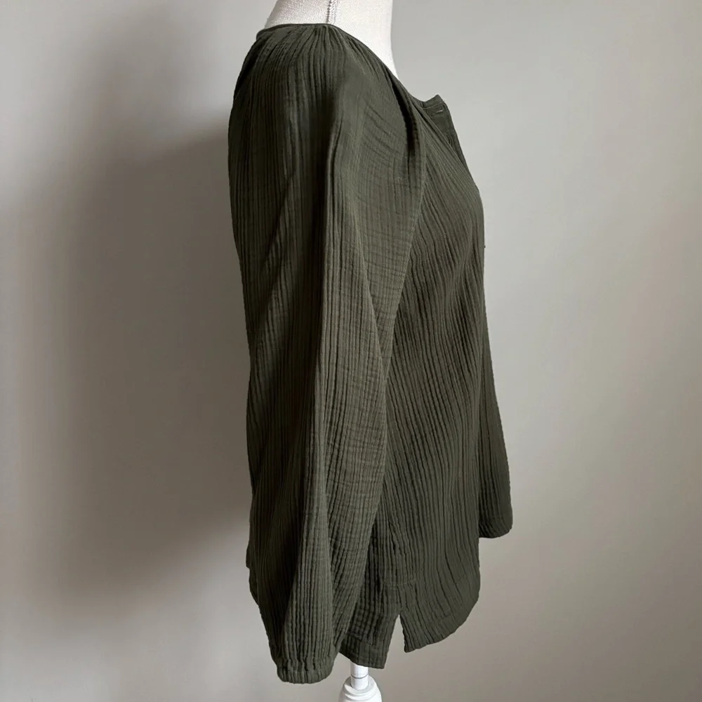 Henley Long Sleeve Tee Army Green - Picture 4 of 8